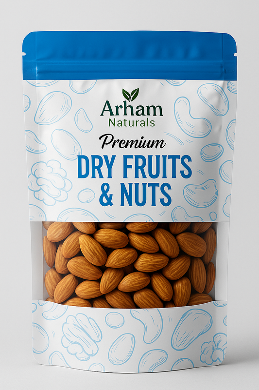 “Premium Almonds 250g – Natural & Handpicked | Arham Naturals Dry Fruits for Healthy Snacking”